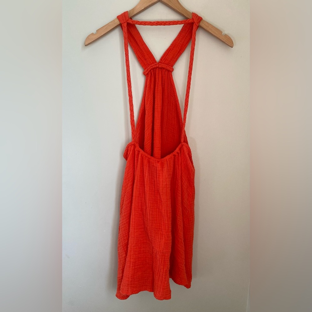 Anthropologie Braided Halter Mini Dress Orange Beach Pool Size Small Boho Summer - Picture 4 of 8
